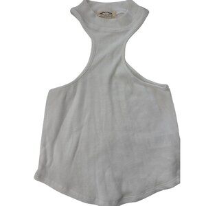 Free People We The Free Ribbed White Racerback Tank Top Large‎